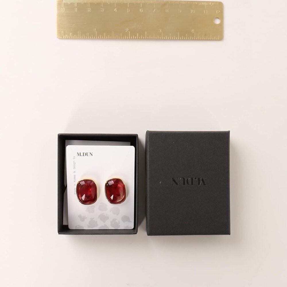 Rectangle Stud Earrings Abalone Amber Turquoise R… - image 5